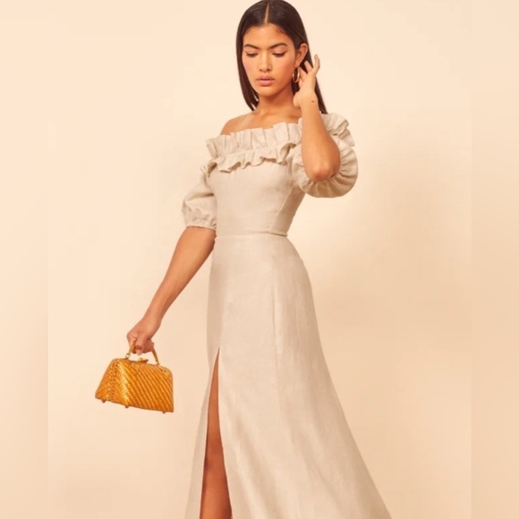 Reformation Marley Off Shoulder Midi Dress, Size 2 - Picture 3 of 12